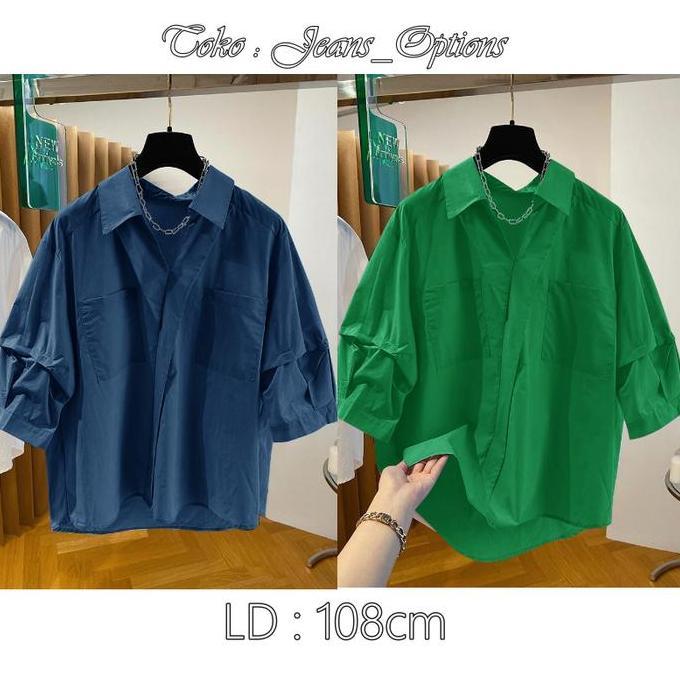 COD-COTTON V-NECK TWIST BLOUSE WANITA KATUN PREMIUM | Blus Wanita
