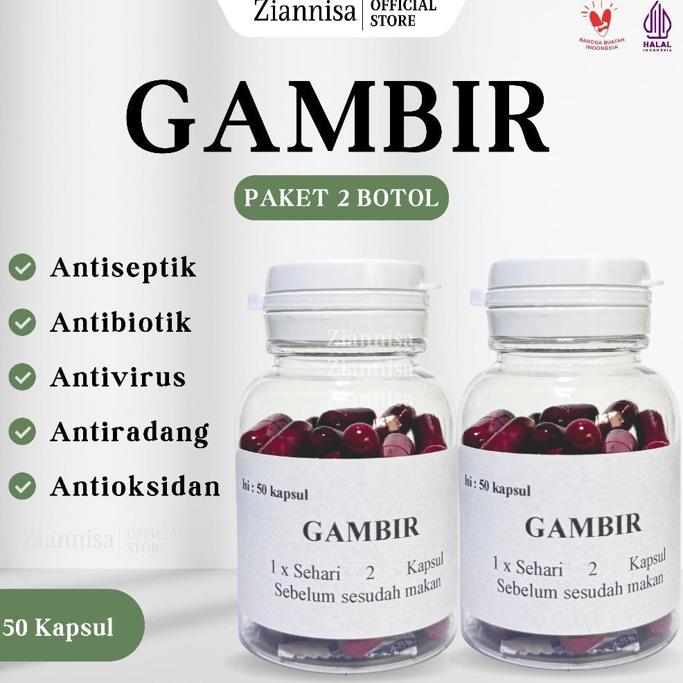 Gambir Kapsul Paket 2 Botol - Obat Herbal Alami Mengatasi Maag Asam Lambung Gerd Tukak Lambung Dll.