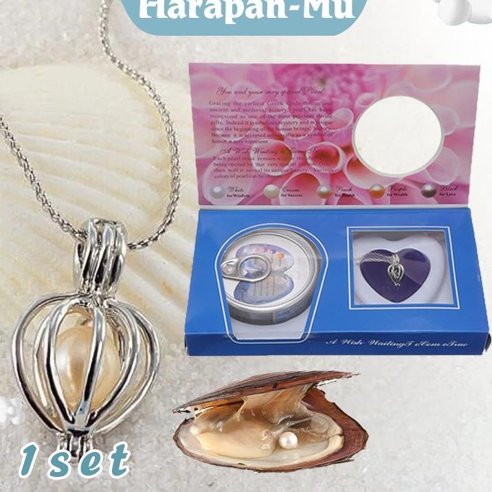 Kalung Mutiara Kerang Asli Pearl Necklace Kalung Liontin Kerang Mutiara Gantungan Kunci Mutiara
