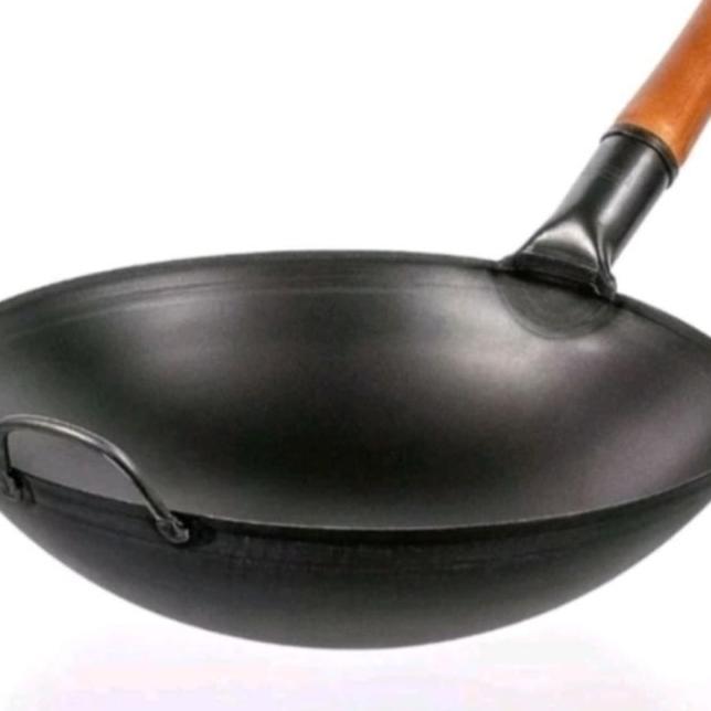 Wok/Wajan/Kuali Plat Baja 34Cm Gagang