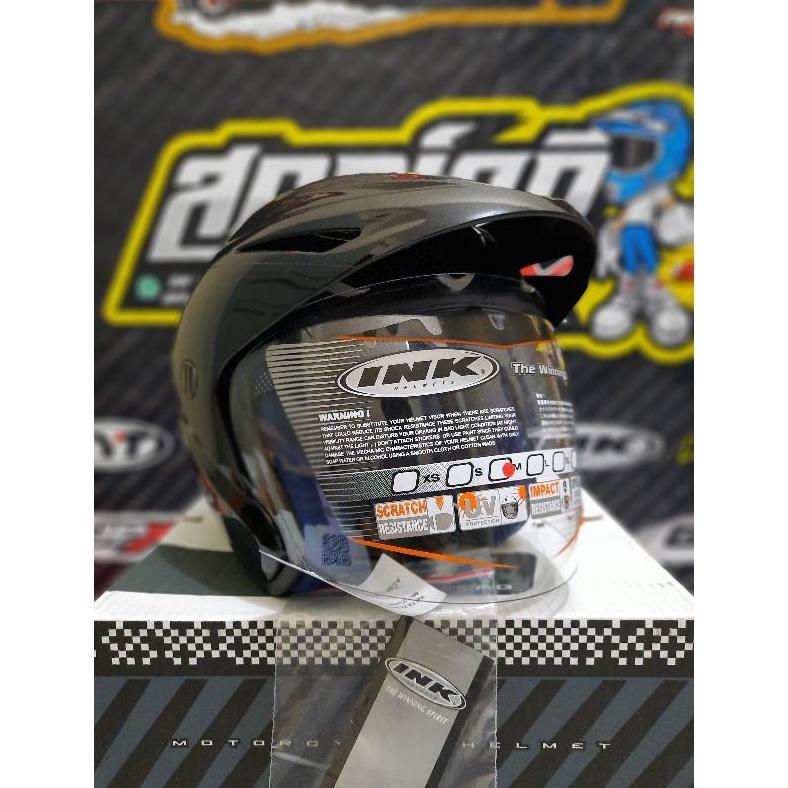 NEW HELM INK CX22 ORIGINAL SOLID BLACK METALIK HELM INK CX 22 POLOS HITAM METALIK HELM INK TOPI MURA