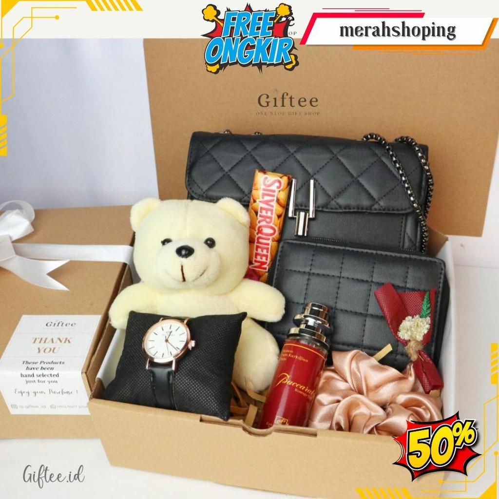 Hampers Zara Tas Wanita Premium Dompet Jam Parfum Boneka Kado Valentine Selempang Sling Bag Hadiah G