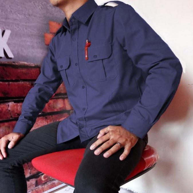 Baju Seragam Pria Wanita Lengan Panjang Warna Navy Baju Lapangan Pdl Hitam Merah Cek Toko Pendek Bir