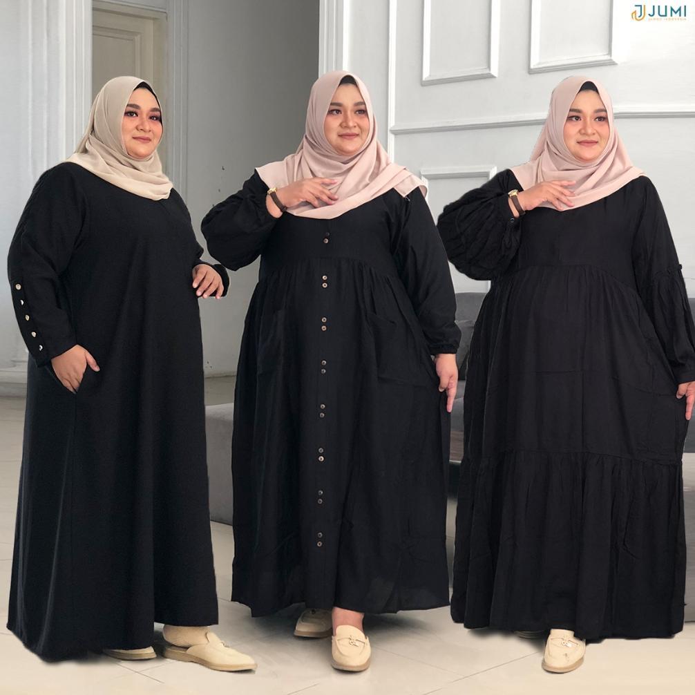 Diskon Gamis Hitam Jumbo Ld 110 120 130 140