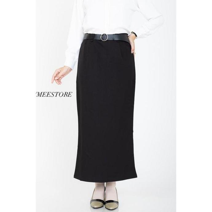 HaymeeStore Rok Span Wiron Rok Kantor Biron Wanita Office Skirt Woman Formal Casual Fashion -Hitam L