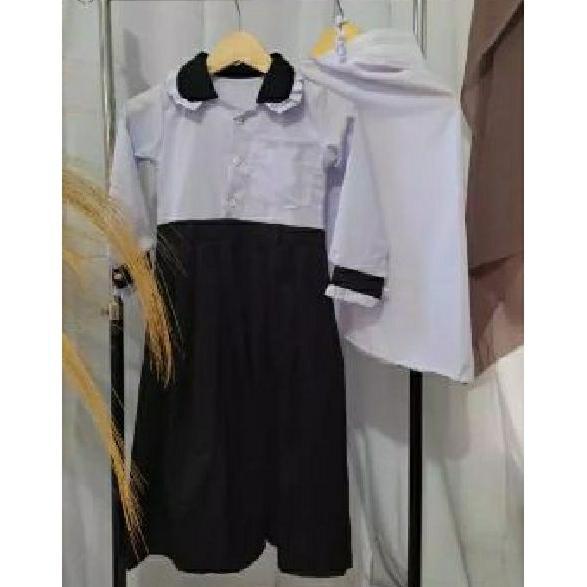 Free Ongkir Seragam Sekolah Sd Muslim Model Gamis Anak Perempuan Syari Putih Hitam / Seragam Sekolah