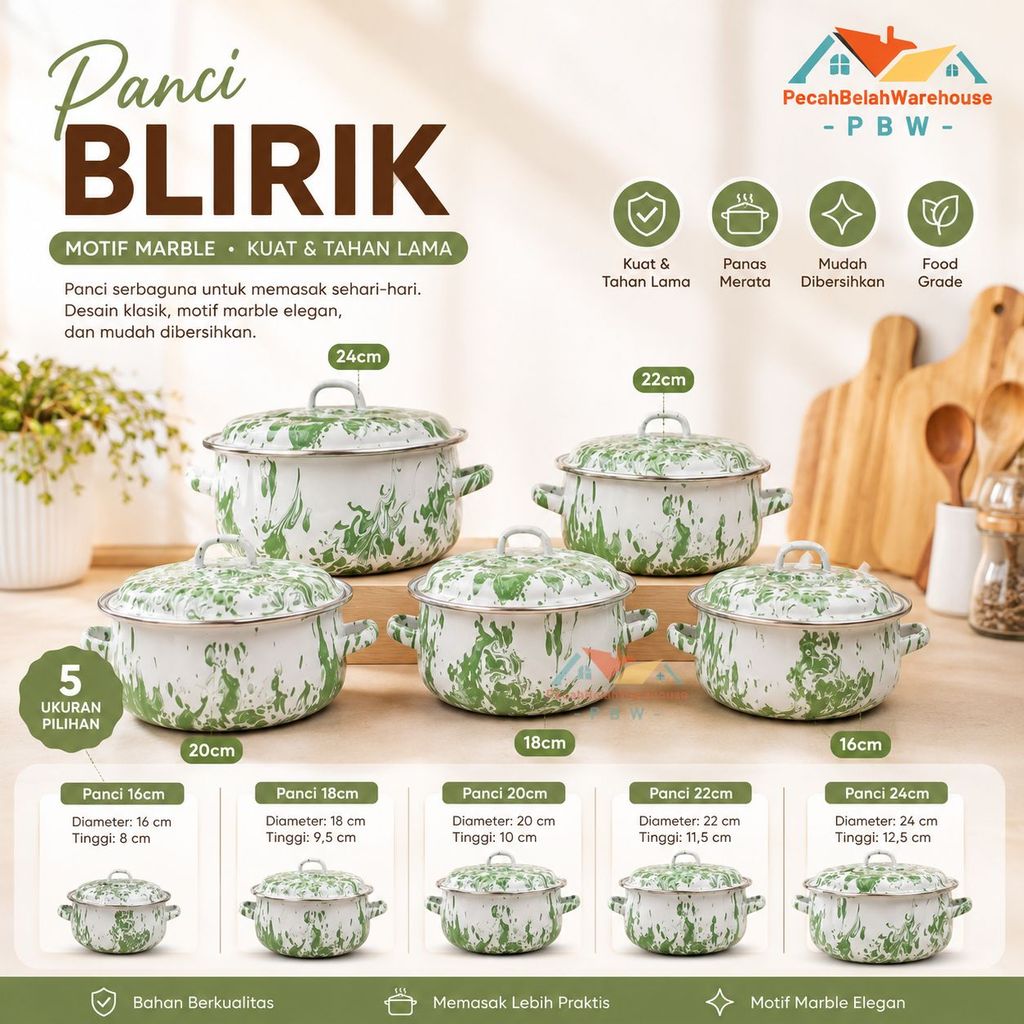 [Ecer] Panci Blirik Enamel / Panci Enamel Blirik Tutup / Panci Sayur Jadul