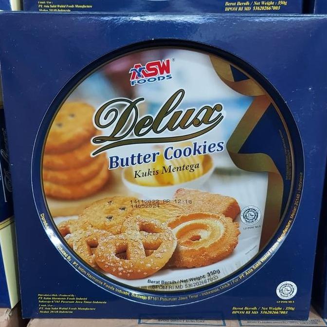 ASW Foods Delux Butter Cookies 350g-Kukis Mentega-Biskuit Kaleng-Murah