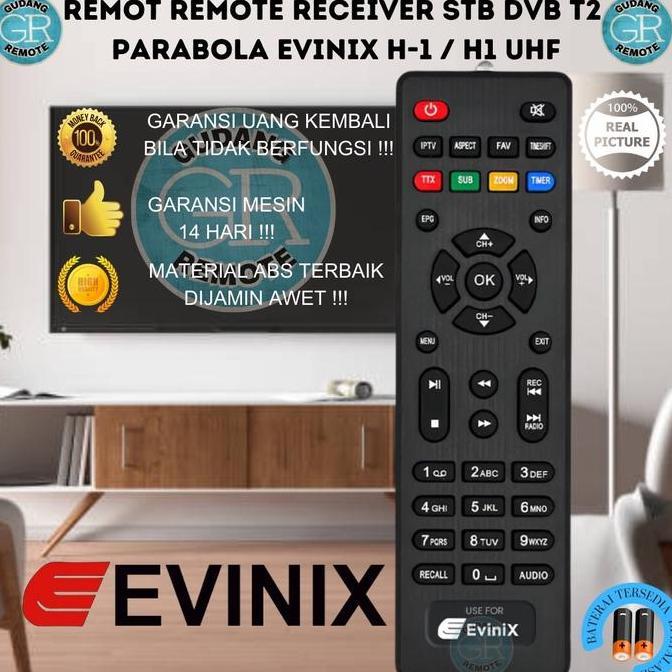 Remot Remote Receiver STB DVB T2 Parabola Evinix H-1 / H1 UHF