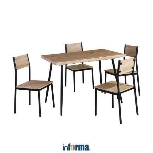 Terlaris Informa Lexon Set Meja Makan 4 Kursi - Cokelat Maple Dining Table Set Meja Kursi Ruang Maka