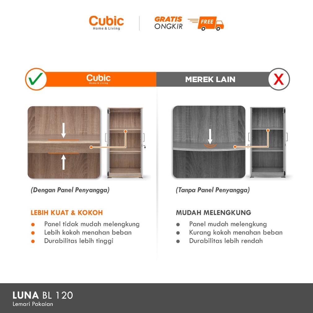 Recommended Cubic Lemari Kecil Minimalis / Almari Pakaian 2 Pintu / Luna Bl 120