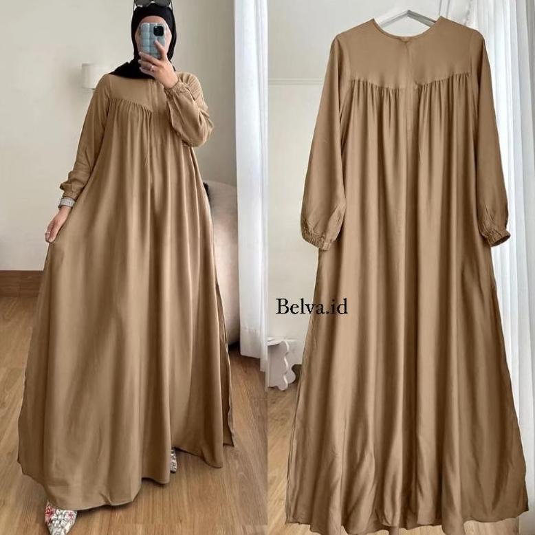 Grade Ori Gamis Fuji Ld 150,140,130,120,110 Cm Gamis  Polos Jumbo Rayon Twill//Dress Muslim Wanita L