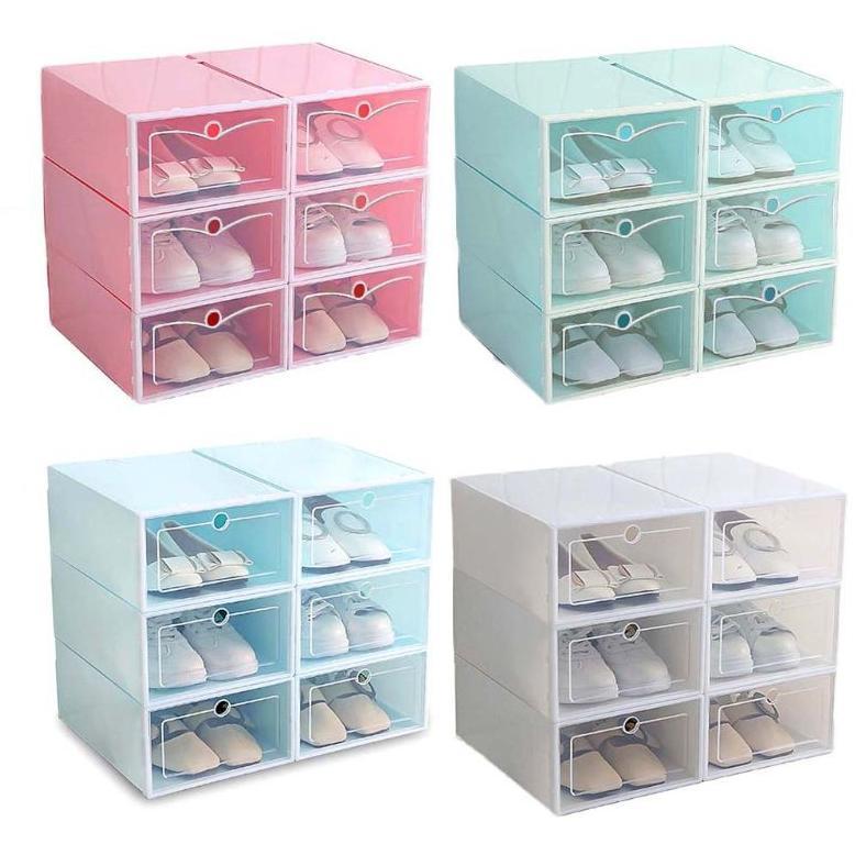 FAVORIT Kotak Sepatu Lipat Transparan Tebal Shoes Storage Box Organizer Rak Sepatu Plastik Susun den