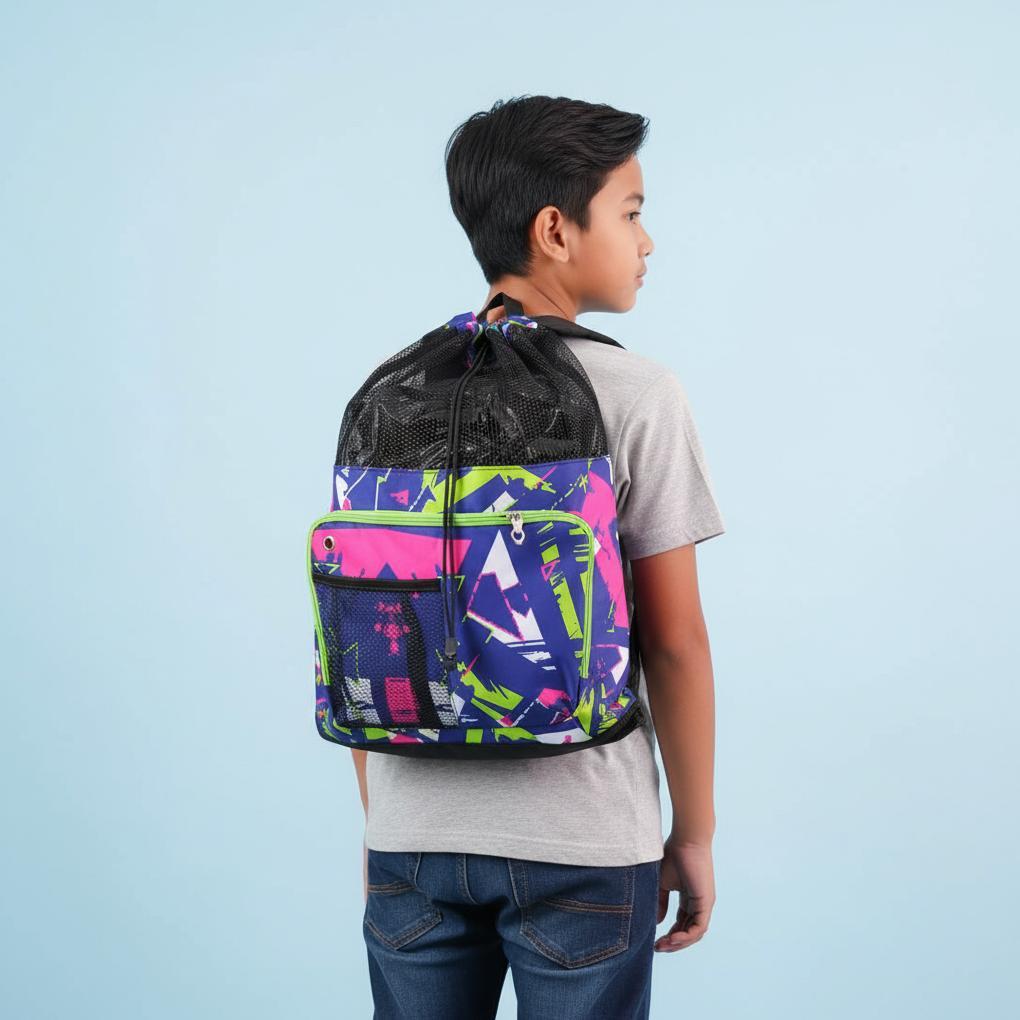 Atlan Tas Sport Renang Jaring Motif Abstract Purple