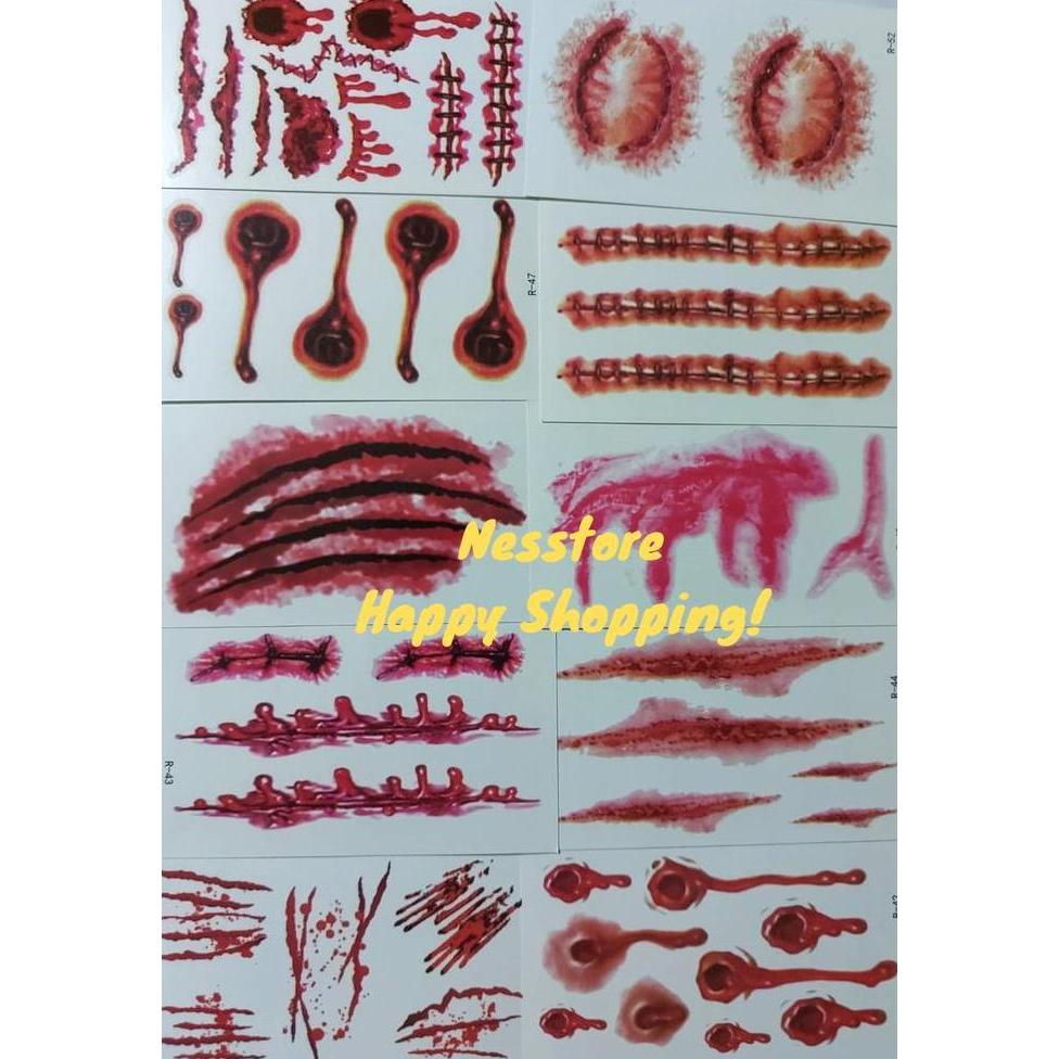 30Pcs Tatto Luka Tato Scars Prank Halloween