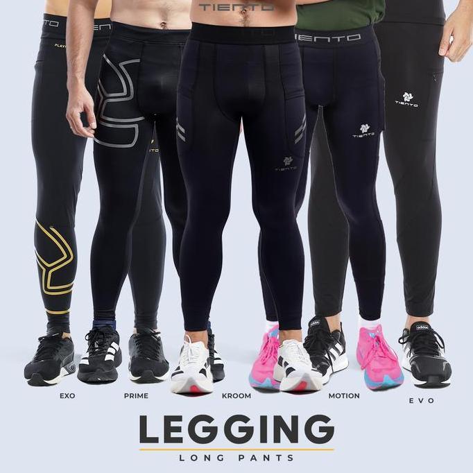 Tiento Baselayer Leging Celana Panjang Ketat Olahraga Pria Legging Sport Long Pants EXO Series Bola