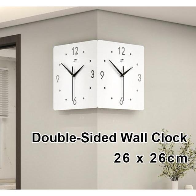 QPT Mall Jam Dinding Creative Double-Sided ll Clock Corner Clock Double-Sided ll Clock Living Room S