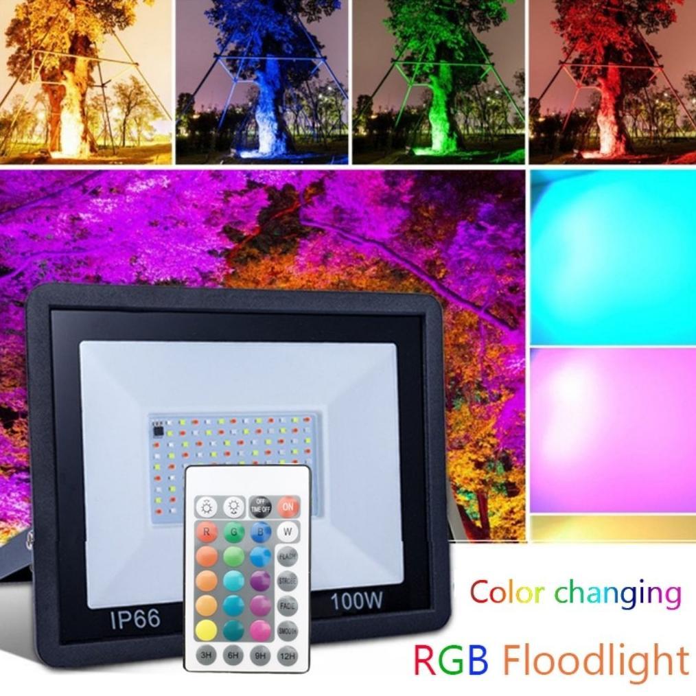 Lampu Sorot / Kap Sorot Tembak RGB Warna Warni Remote Kap Sorot Led RGB Lampu Taman Outdoor Warna Wa