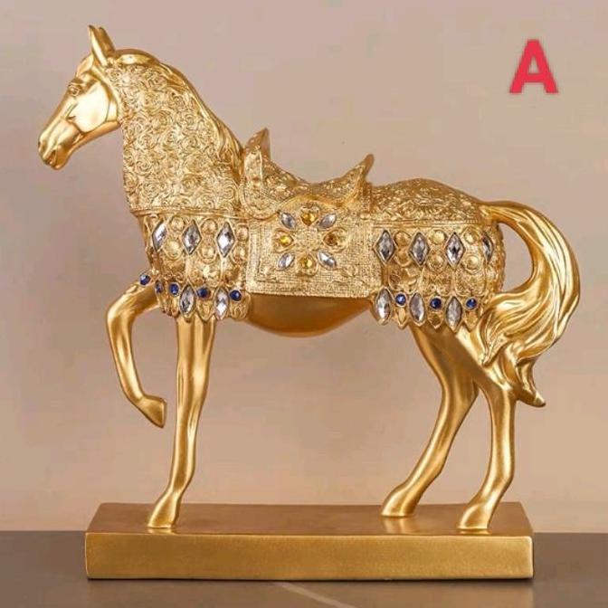 Pajangan Patung Kuda Gold/dekorasi hias meja ruangan