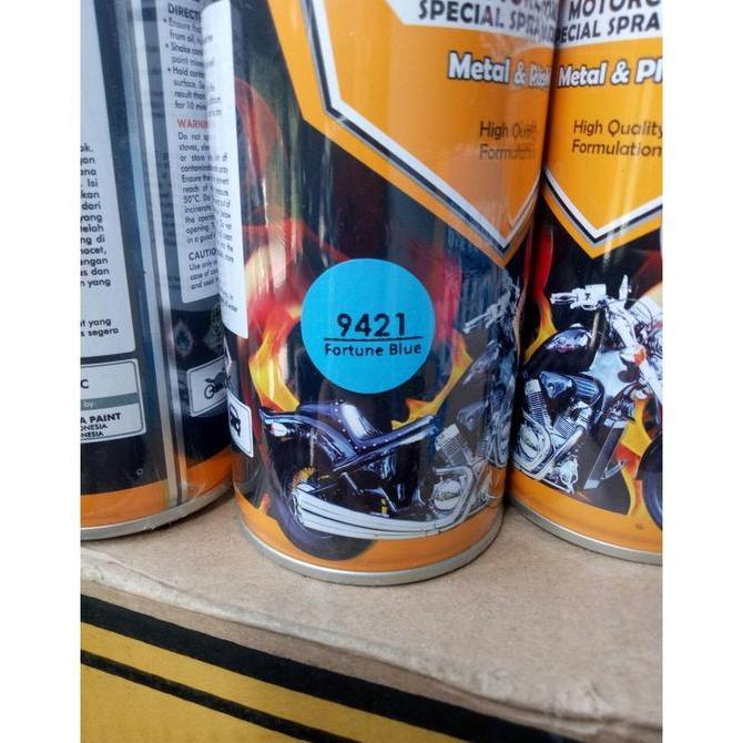 Pilok Diton Premium Fortune Blue 9421 400cc biru glossy biru terang pilox biru cat semprot tahan ben