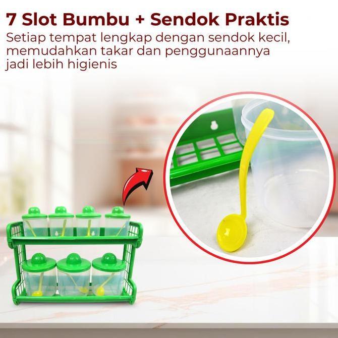 Slag- [Aff15] Kitchen Set Tempat Bumbu 7 In 1 Pastela Rna Random | Rak Dapur Multifungsi Dengan 7 To