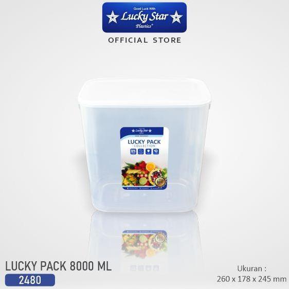Slag- Lucky Star- Toples Plastik Lucky Pack 8000 Ml / Dah Plastik / Food Container/Toples Serbaguna
