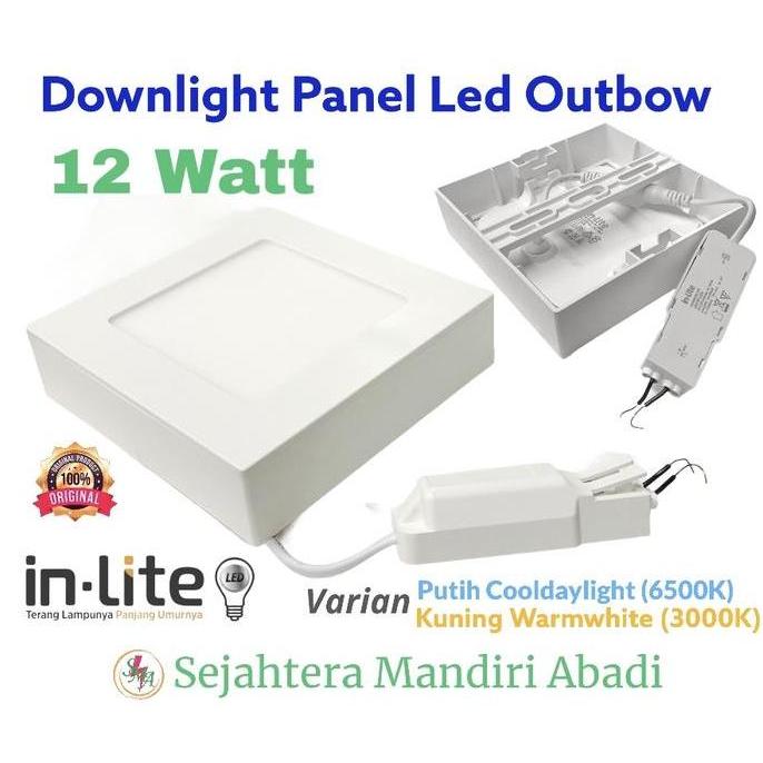 Ready Lampu Downlight Led Panel 12 Watt InLite Outbow Kotak 628 Putih/Kuning