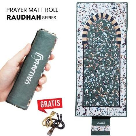 Yallahajj Sajadah Travel Premium Lipat/Gulung Motif Raudhah Bahan Waterproof Lapis Anti Slip Souveni