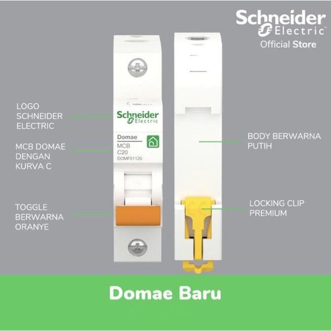 Ready MCB 20 Ampere 3 Phase Domae 6kA Schneider Original Merlin Gerin