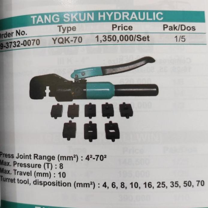Wipro YQK-70 Tang skun hydraulic set YQK70 skun hidrolik YQK 70