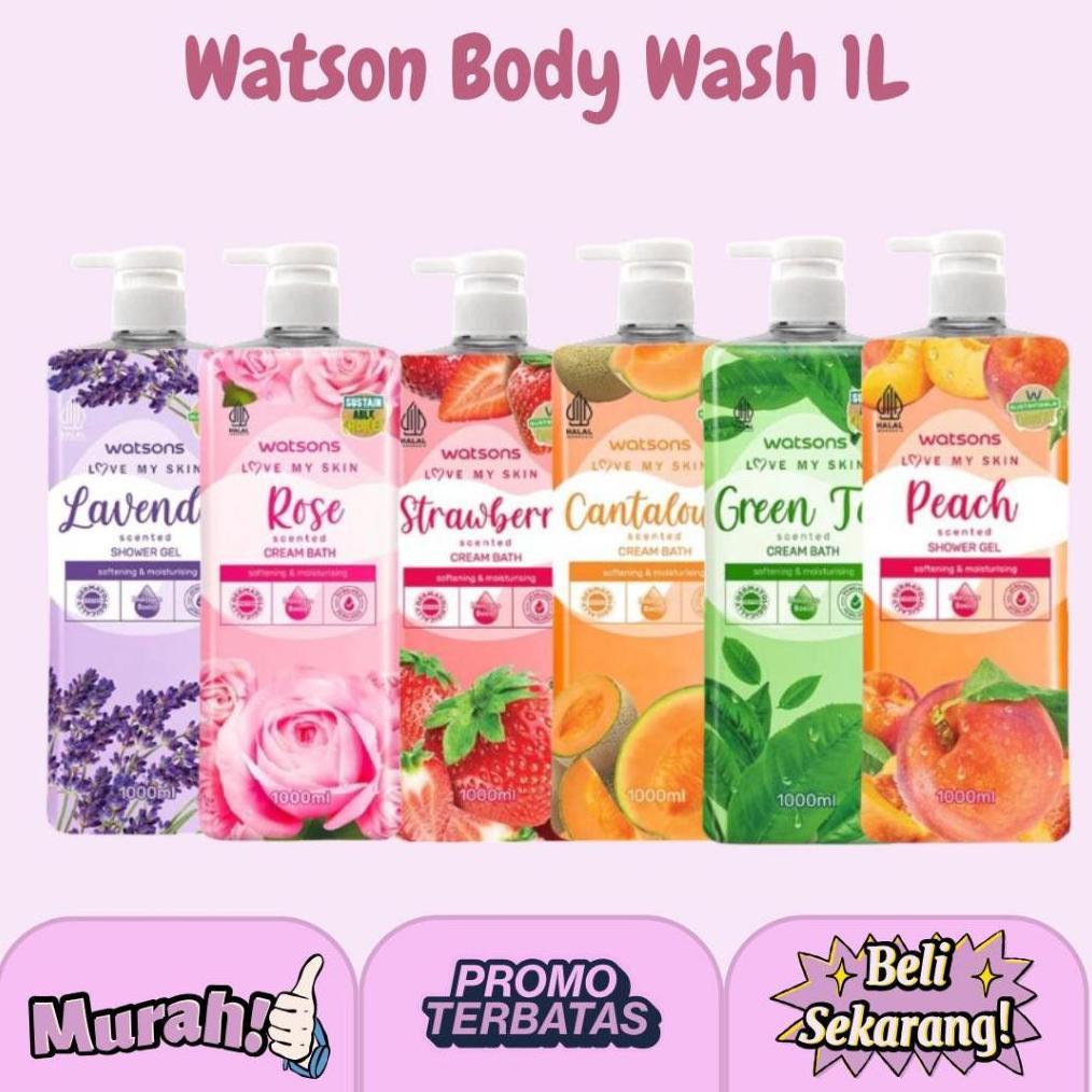 WATSONS Sabun Mandi Cair 1L 1000ml Original Botol Pump Strawberry Rose