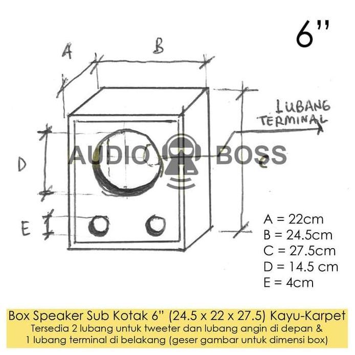Paket box Boks Speaker Salon sub kotak 6" 6 in lubang angin terminal