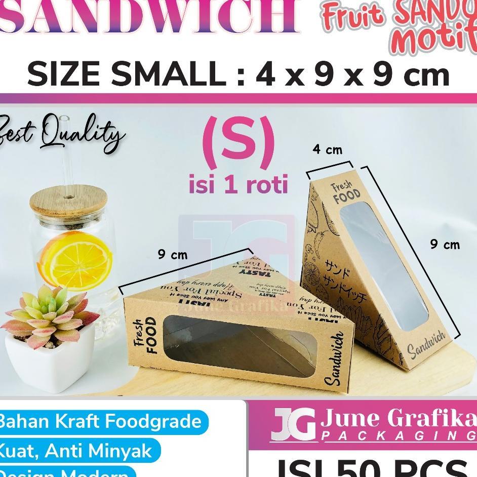 Kemasan Fruit Sando/ Box Sandwich / Packaging Kraft Sandwich / Kotak Roti Kraft - Size S Mika Sandwi