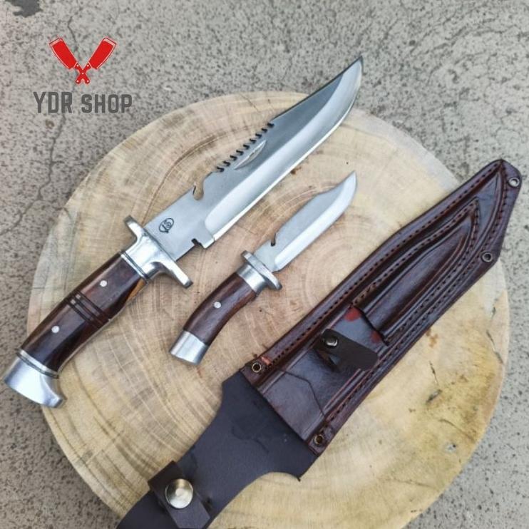 Pisau Outdoor Kemping Set Rambo Baja Super Tajam