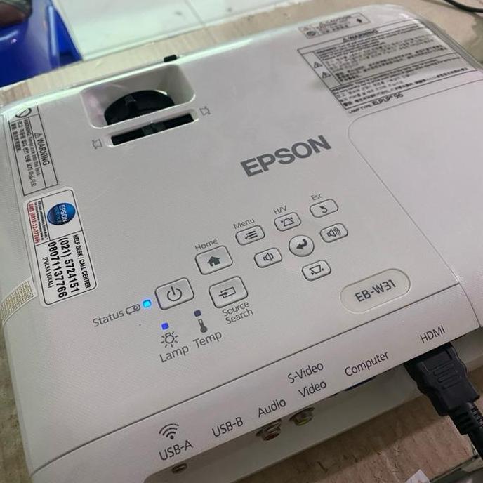 Epson Proyektor Eb-W31 Wxga 1280 X 800 3200 Ansi Lumens 3Lcd Hdmi Usb Vga Bonus Kabel Vga Tas Kabel 