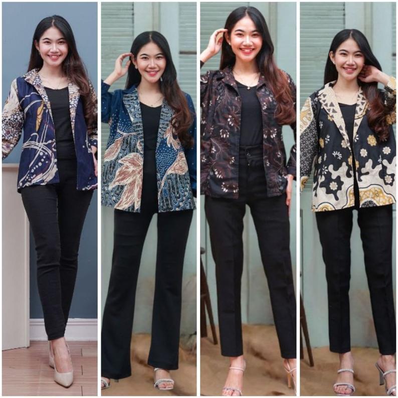 Blazer Batik Kekinian Blazer Kantor Modern Blazer Wanita Masakini