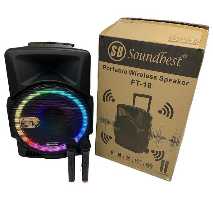 SPEAKER PORTABLE SOUNDBEST FT-16/ FT16 ORIGINAL 15INCH bonus stand