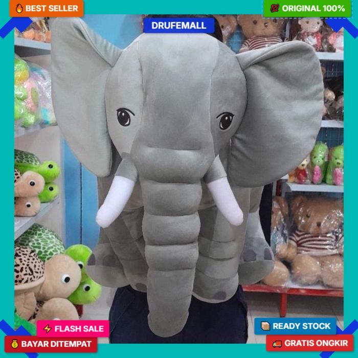 Boneka Gajah Besar Elephant Jumbo Abu-Abu Bahan Halus & Lembut Paling Dicari