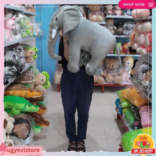 Boneka Gajah Besar Elephant Jumbo Abu-Abu Bahan Halus & Lembut Kualitas Unggulan