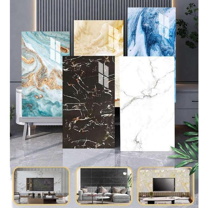 Marmer Marble Board Glossy PVC Backdrop TV Kamar Mandi Dekorasi Dinding Motif Marmer 1,22 x 2,44 M