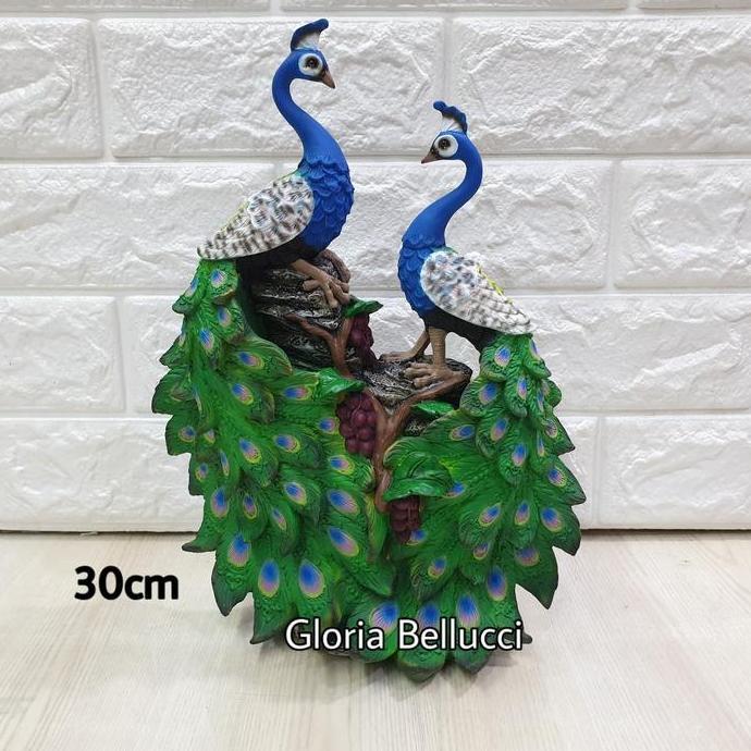 patung pajangan burung merak miniatur peacock