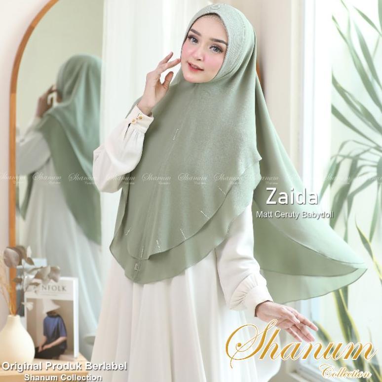 promo jilbab syari zaida khimar 2 layer jumbo jilbab syari kerudung jumbo ceruty babydoll
