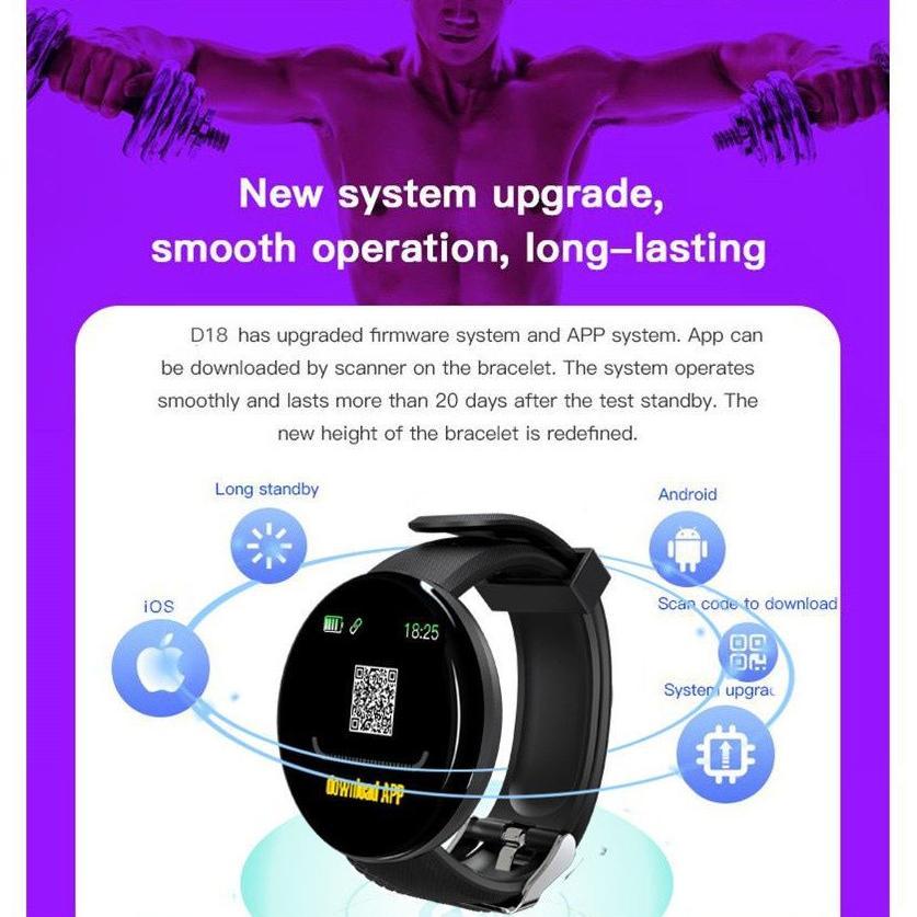Discount DENNOS D18 SmartWatch jam tangan pintar Olahraga Tahan Air Pria dan Wanita Bluetooth Digita
