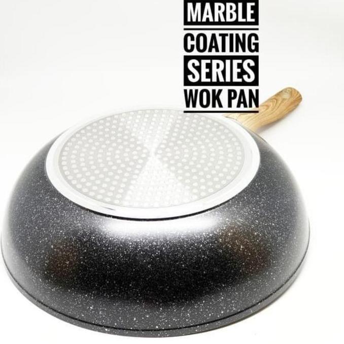 WAJAN WOK PAN 30CM TUTUP KACA TEFLON MARBLE CERAMIC DALAMBY GRAB/GOJEK