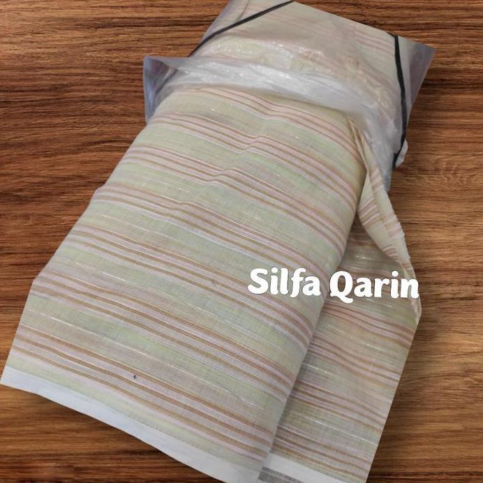 Kain Bahan Katun Salur Serat Nanas Premium / Bahan Kemeja Katun Salur Serat Nanas