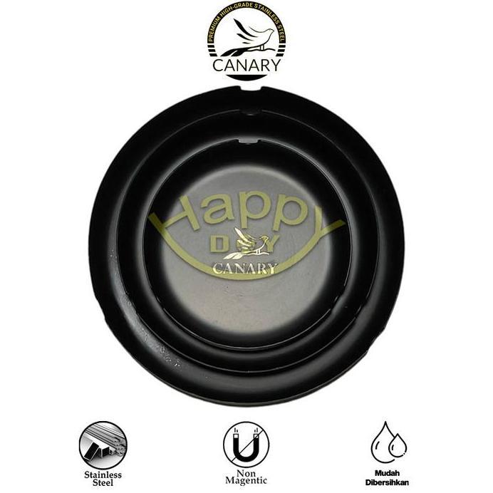 ASBAK PUNTUNG | ASBAK STAINLESS STEEL | ASBAK BULAT TEBAL HITAM 8-10-12CM CANARY