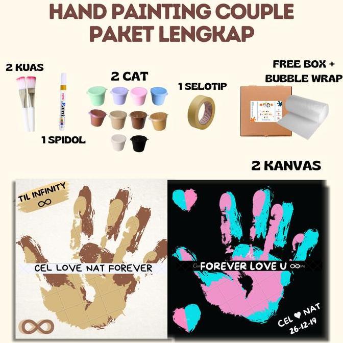 Hand Painting Kit Canvas By The Noob Artist | Cap Tangan Kanvas | Kanvas Lukis Tangan Couple | Hand 