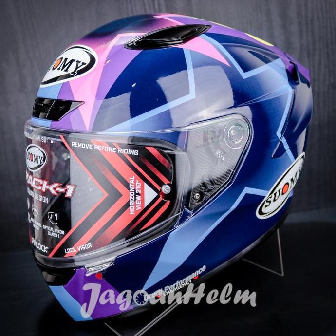 SUOMY HELM TRACK1 BASTIANINI REP | BLUE PURPLE | TRACK 1 SINGLE VISOR - Motorcycle