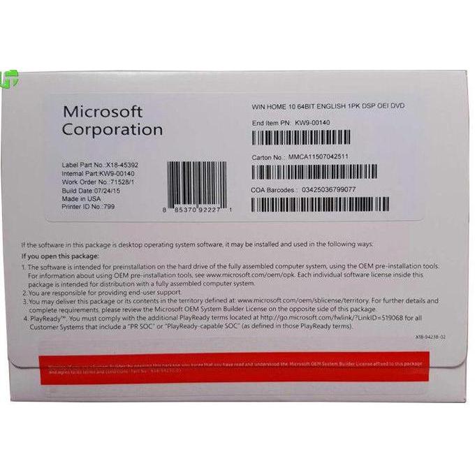 Windows 10 Home 64 Bit OEM