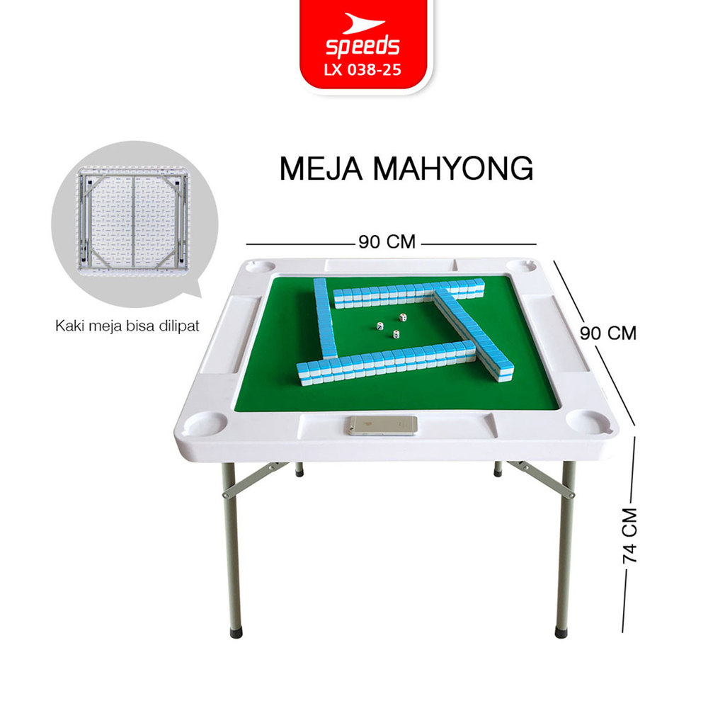SPEEDS Meja Mahjong Mahyong 90x90x74cm Meja Permainan Meja Poker Piknik Serbaguna Besar 038-25